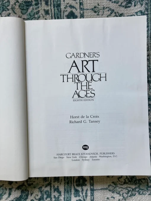 Vintage 1970s Art History Book, Gardner's Art Through The Ages, Eighth Edition, Color Illustrations